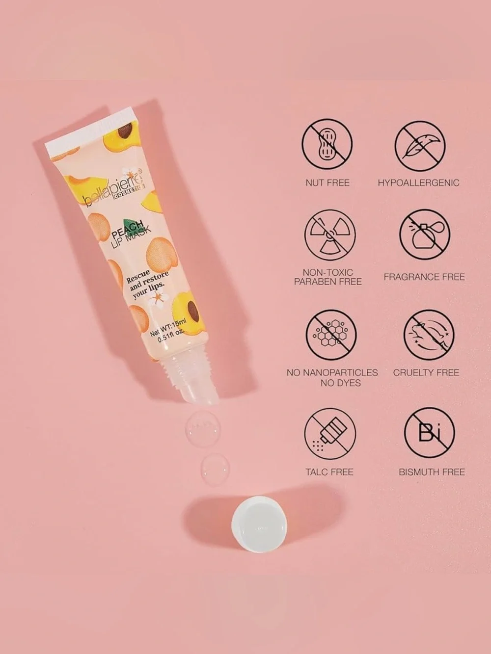 bellapierre Cosmetics Peach Lip Mask | Lip Plumping Mask, New Sealed
